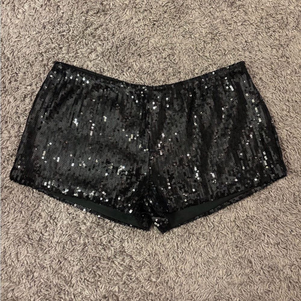 Black Sequin Micro Shorts